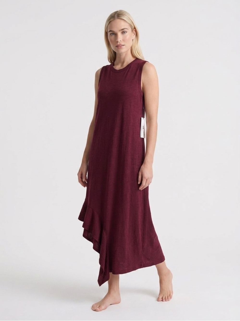 NWT WILT Sleeveless Asymmetrical Midi Dress in Wine